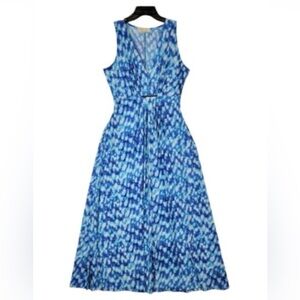 Michael Michael Kors Sleeveless Blue White Tie Dye Refined Hippie Maxi Dress